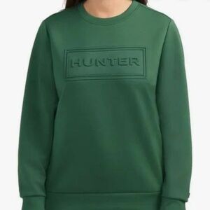 Hunter Women's Green Embossed Logo Crewneck Sweatshirt Size L NWT